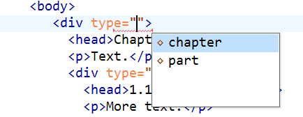 'chapter' and 'part' as choices for a top-level div