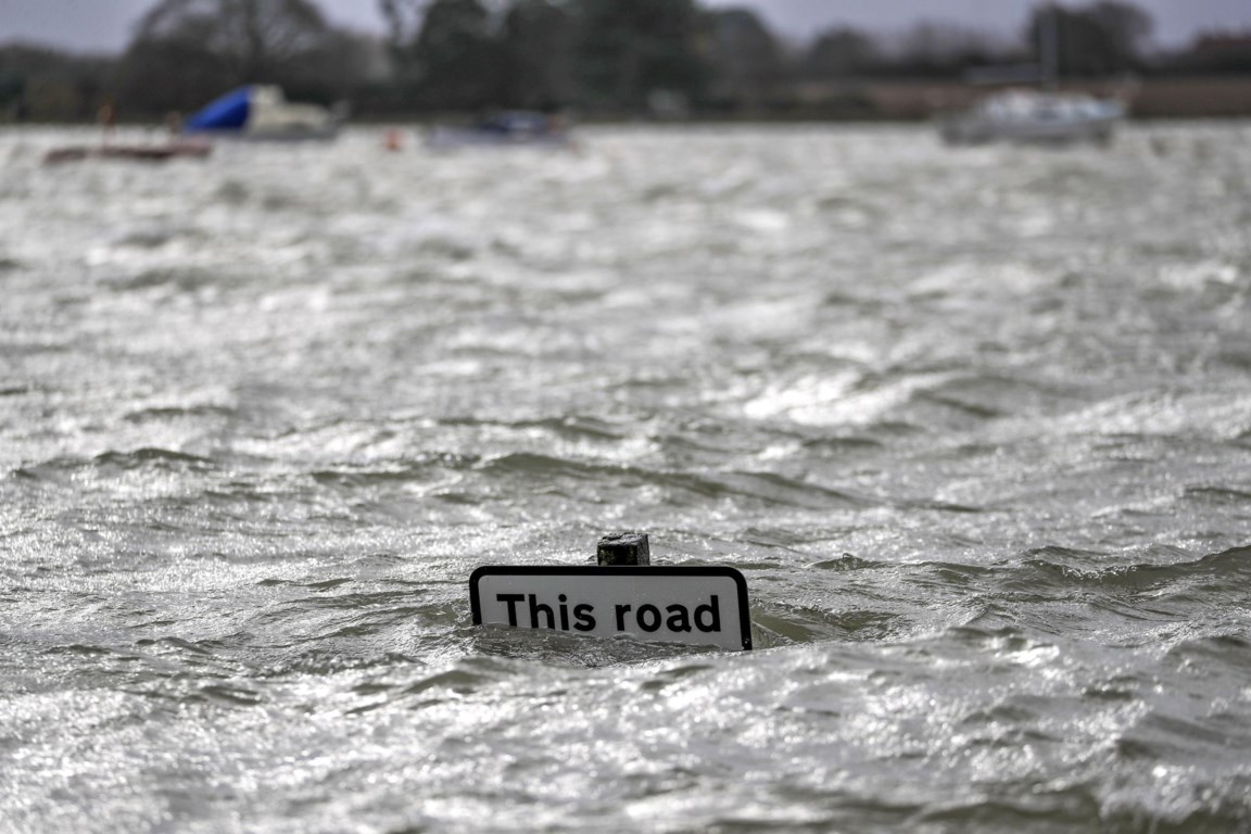 Submerged road sign